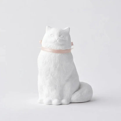 Handmade in Tokyo, Ballon Chiffon Cat aroma diffuser with pink ribbon on white plaster—cute cat decor, perfect gift idea.