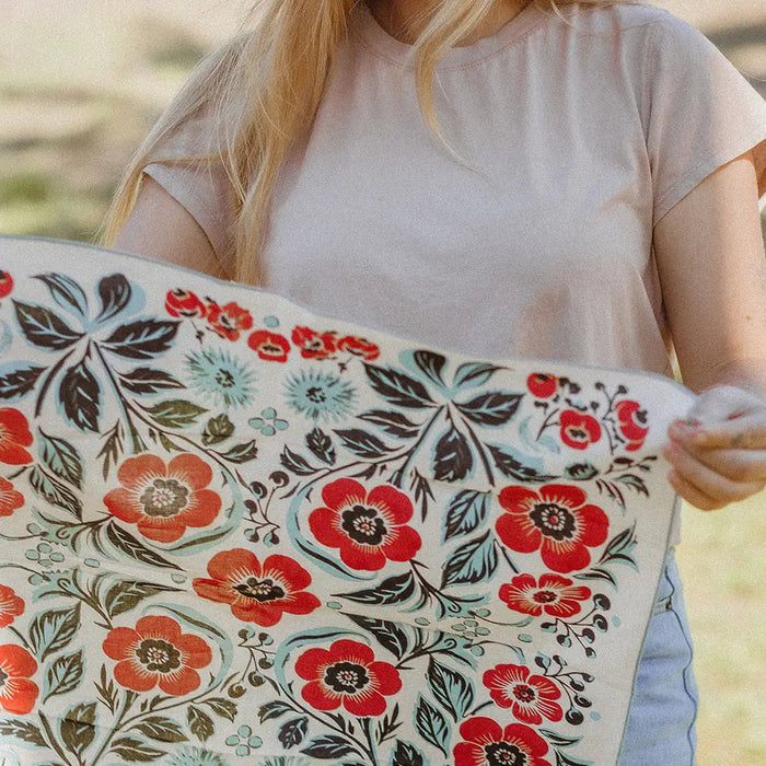 Forager Provisions LTD Bandits Bandanas Spring Awakening organic cotton bandana with floral art by Real Fun, Wow!