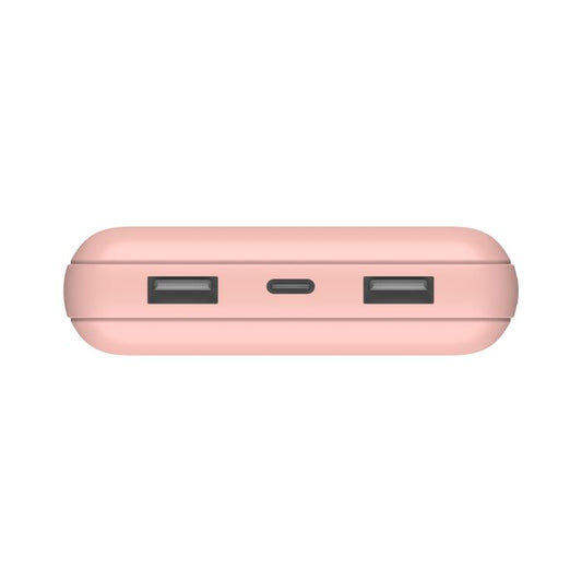 Belkin Boost Charge 3-Port & 20000Mah Power Bank with USB-C 15Watts, Dual USB-A, Pink