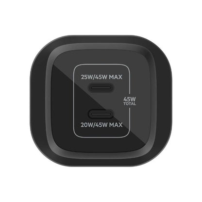 Belkin Boost Charge Pro Dual, USB-C PD GaN Fast Charger, 45Watts, Black