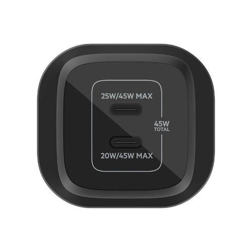 Belkin Boost Charge Pro Dual, USB-C PD GaN Fast Charger, 45Watts, Black