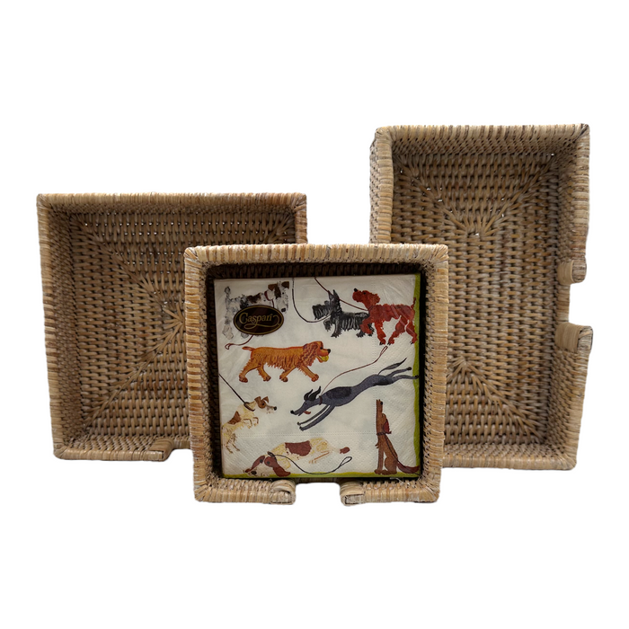 Bleached Rattan Napkin Holders