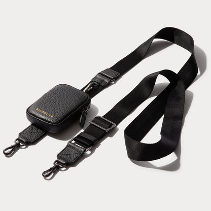 Bodie Crossbody Strap Only with Mini Zip Pouch - Black/Pewter