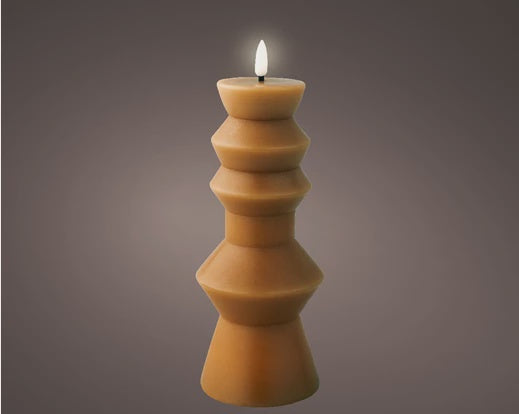 Brown Shaped Wax LED Candle - 23cm