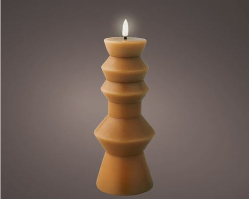 Brown Shaped Wax LED Candle - 23cm
