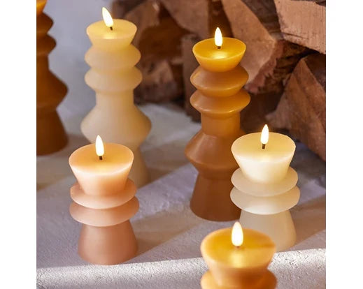 Brown Shaped Wax LED Candle - 23cm