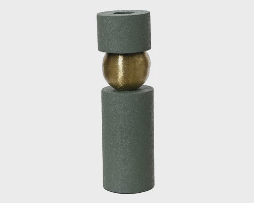 Brushed Gold & Green Candle Holder