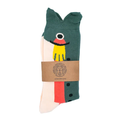 Camp Mustelid Trout Socks—fun fish design socks for fishing & outdoor lovers. Great gift idea, October 2026 release.