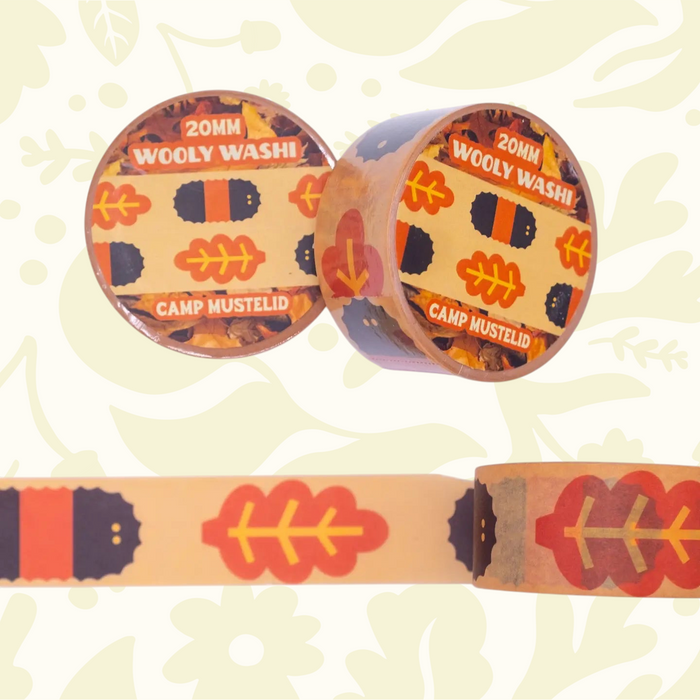 Forager Provisions LTD Camp Mustelid Wooly Washi Tape rolls featuring fly fishing inspired patterns on paper tape