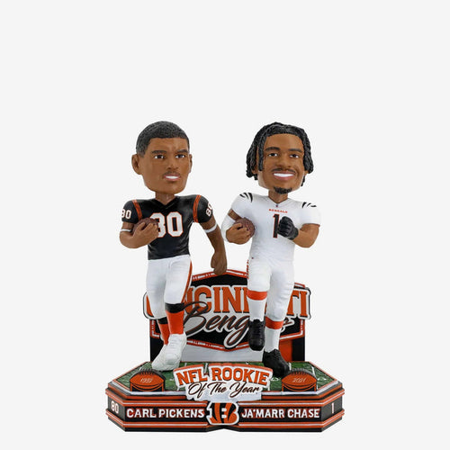 Carl Pickens & Ja'Marr Chase Cincinnati Bengals Rookie Of The Year Then And Now NFL Bobblehead