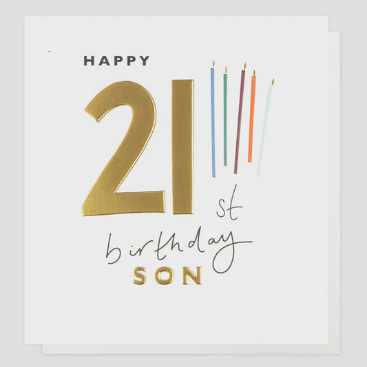 Caroline Gardner 21st Birthday Son Greetings Card