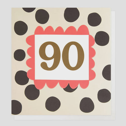 Caroline Gardner Charcoal Polka Dot 90th Greetings Card