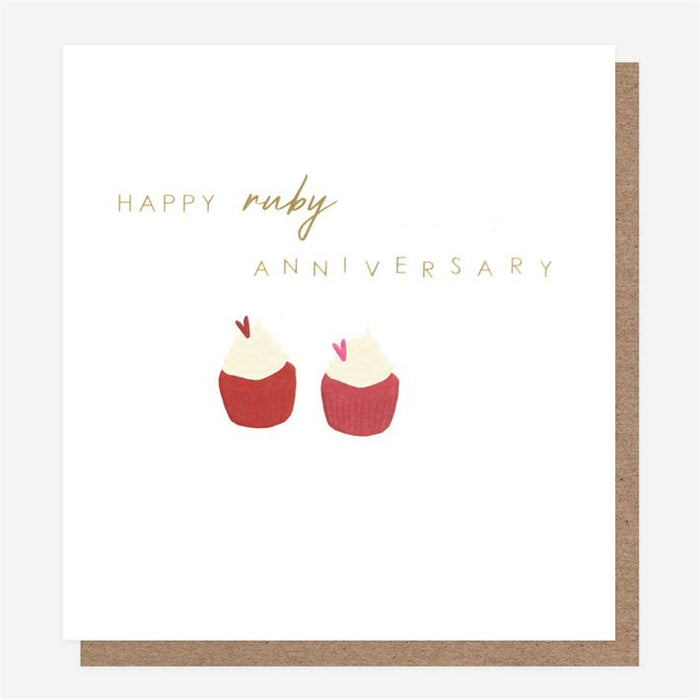 Caroline Gardner Happy Ruby Anniversary Cupcakes Greetings Card