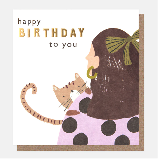 Caroline Gardner Peeping Cat Happy Birthday To You Greetings Card