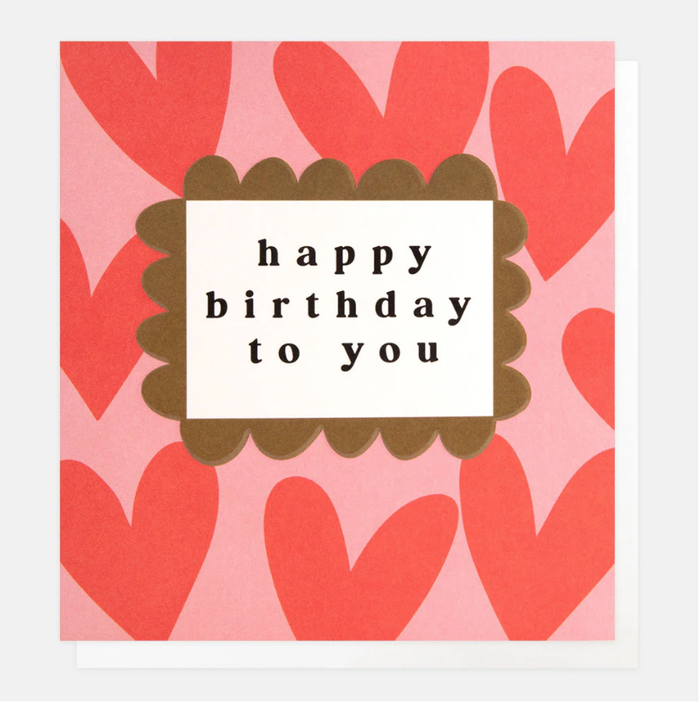 Caroline Gardner Red Hearts Happy Birthday To You Greetings Card