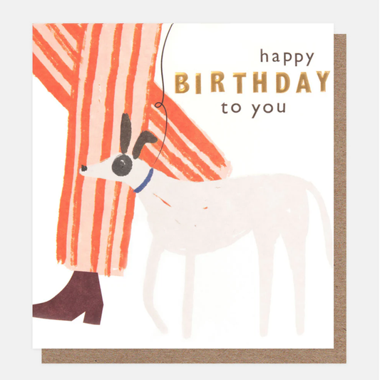 Caroline Gardner Stripy Trousers & Dog Greetings Card