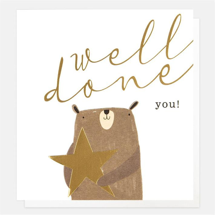 Caroline Gardner Well Done Bear With Star Greetings Card
