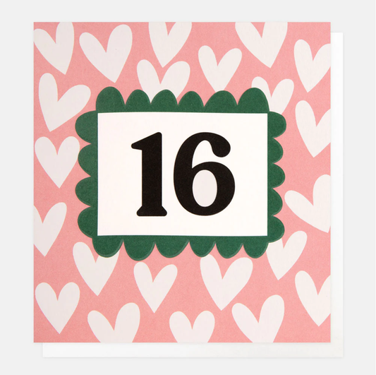 Caroline Gardner White Hearts 16th Greetings Card