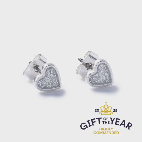 Carrie Elspeth Sparkle Silver Heart Stud Earrings - Silver