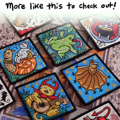 Forager Provisions LTD collection of Cat Coven embroidered patches featuring whimsical fantasy creatures and characters