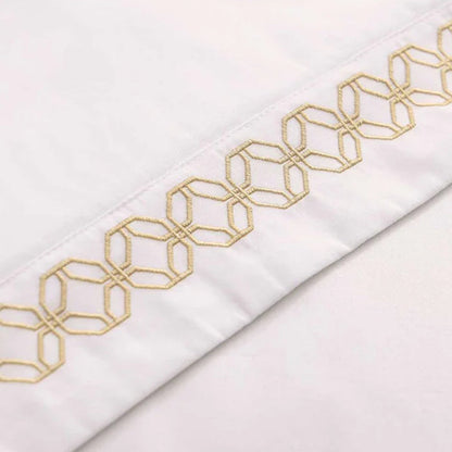 Cavendish Gold Duvet Cover Set on a light pink background