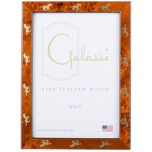 Chestnut Burled Wood Frame With Gold Horse Border