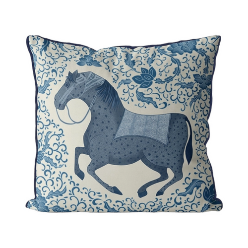 Chinoiserie Horse Pillow