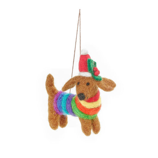 Christmas Felt Decoration - LGBT Rainbow Dog