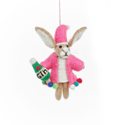 Christmas Party Animal Felt Decoration - Hare