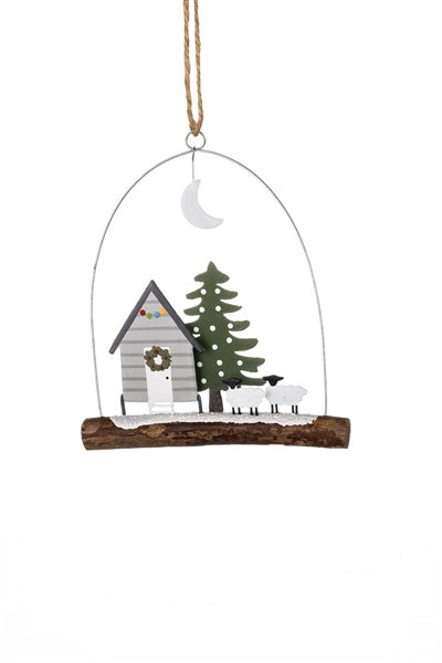 Christmas Tin Shepherds Hut Hanger