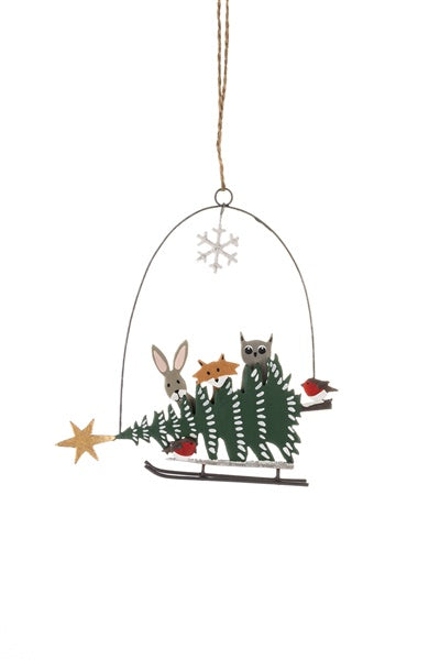 Christmas Tree Animal Sled Christmas Decoration