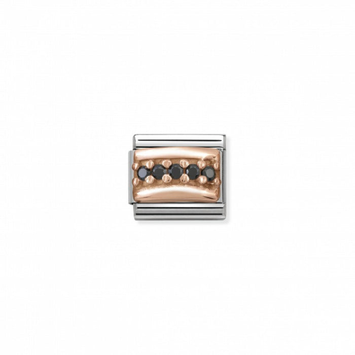 Classic Link 9K Rose Gold Pave and Black CZ Charm