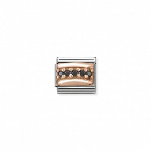 Classic Link 9K Rose Gold Pave and Black CZ Charm