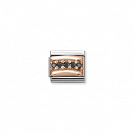 Classic Link 9K Rose Gold Pave and Black CZ Charm