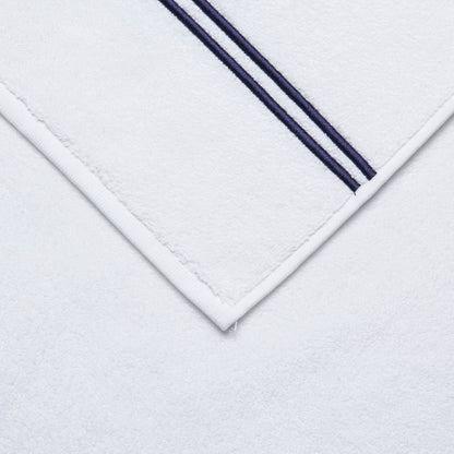 close up of the fabric and details of the white navy classic wash cloth
