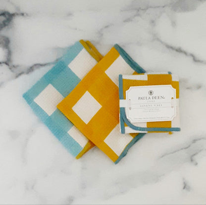 Dish Cloth 2pk Gingham Yellow and Blue