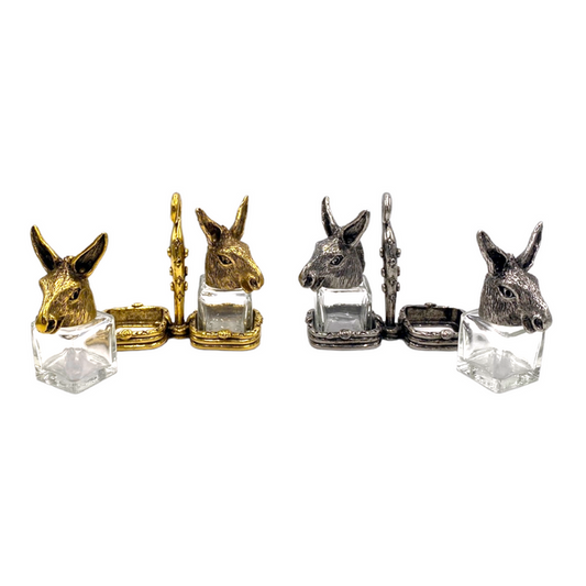 Donkey Salt & Pepper Shakers with Holder Short