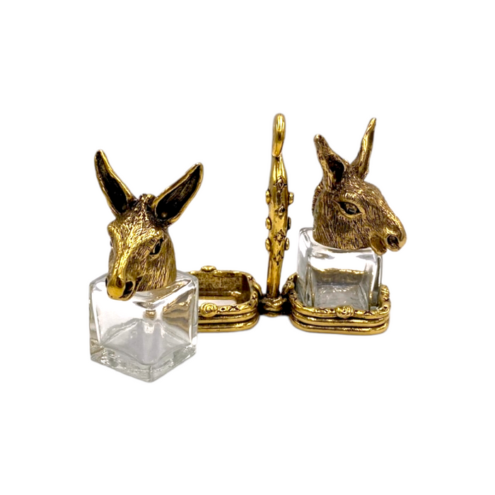 Donkey Salt & Pepper Shakers with Holder Short