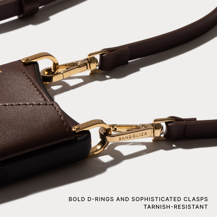 Donna Crossbody Phone Case - Espresso Brown/Gold