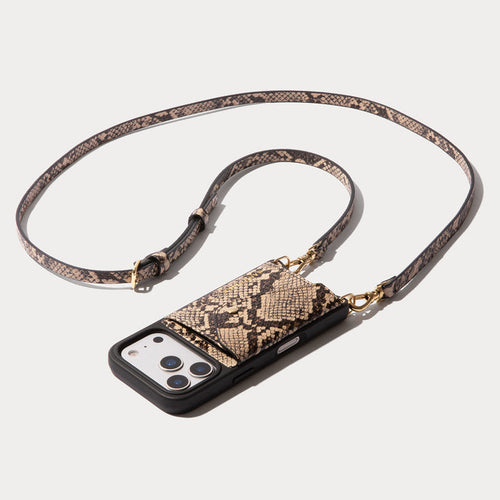 Donna Crossbody Phone Case - Grey Snake/Gold