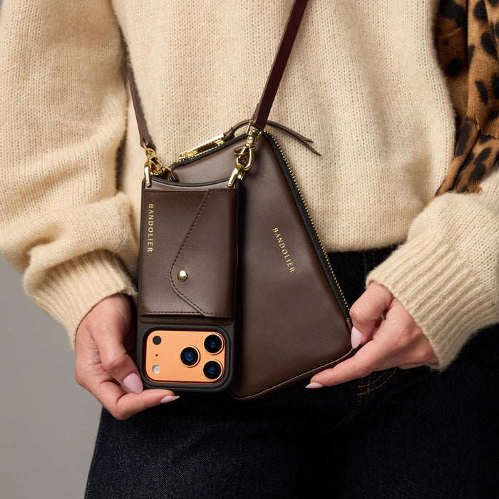 Donna Pouch Set - Espresso Brown/Gold