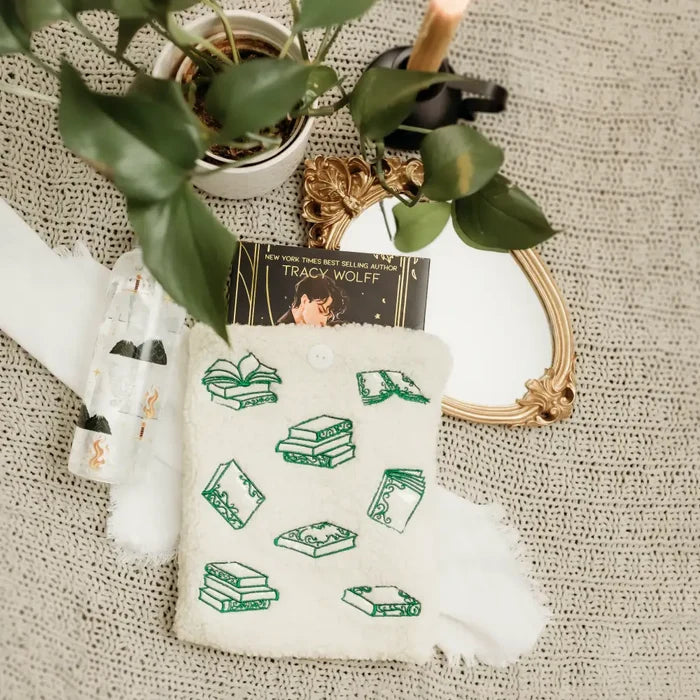 Embroidered Sherpa Book Sleeve Bags