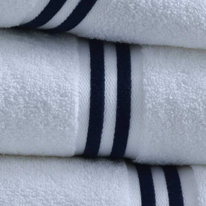 Stack of Empire Hand Towel White Navy