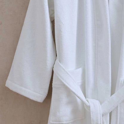 Empire Kimono Bath robe White draped over a neutral background