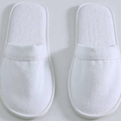 Pair of Empire Velour Slippers White / White on a light gray background