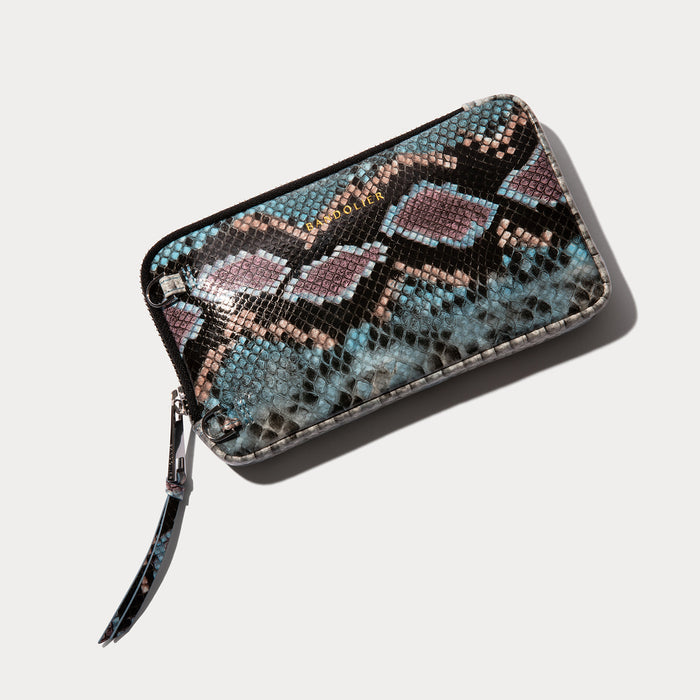 Expanded Zip Pouch - Prism Snake/Silver Chrome