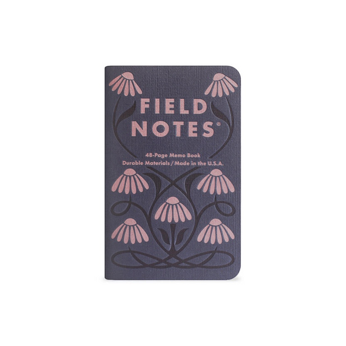 Forager Provisions LTD Field Notes Fall Flowers 2025 edition pocket memo book with dark blue cover and mauve floral art