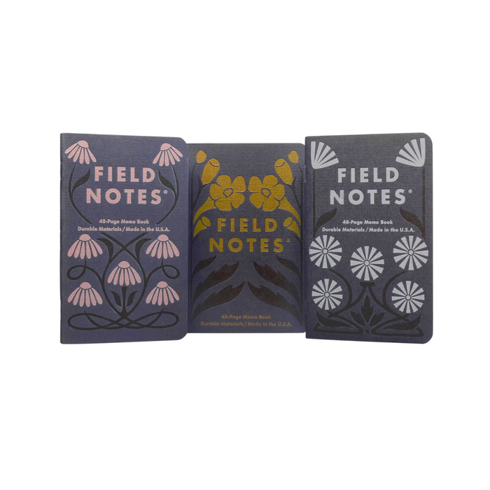 Forager Provisions LTD Field Notes Fall Flowers 2025 edition 3-pack of pocket memo books with floral cover designs