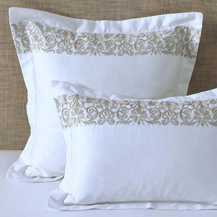 Fion Taupe Pillowcase on a neutral background