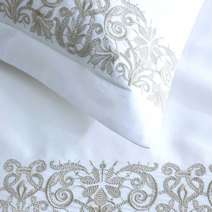 Close-up of the details of Fion Taupe Pillowcase